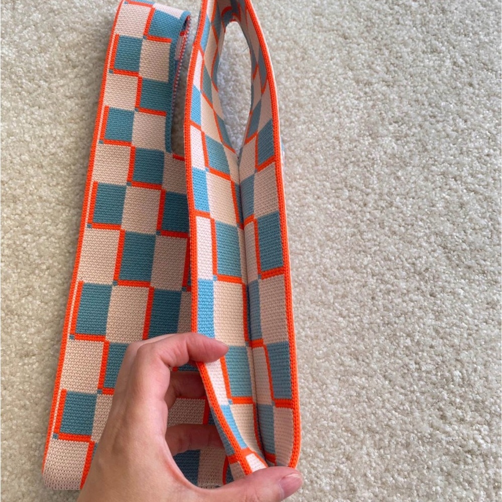 【brand new】Knit Tote Bag – Colorful Check Pattern - Picture 3 of 6